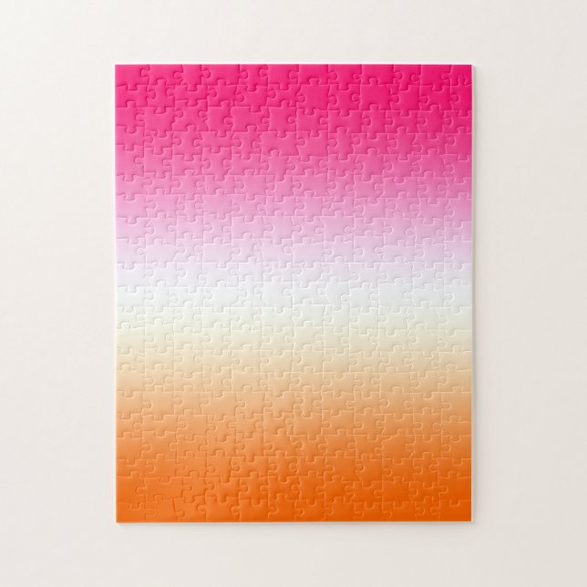 Modern ljus rosa vit och orange ombré pussel (Vertikal)