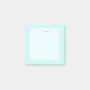 Modern ljus turkos vit kant skrift post-it block