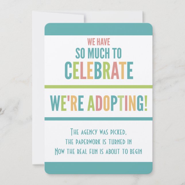 Modern Ljusa färger avisering om adoption av Party Inbjudningar (Framsida)