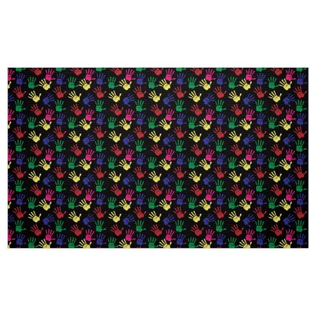 Modern ljusa handutskrift i rött ljus i svart tyg (Fat Quarter)