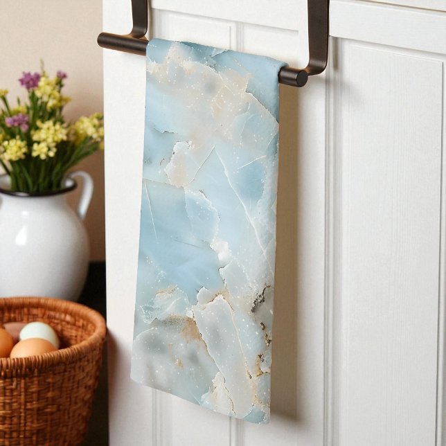 Modern ljusblå lyxig estetisk ädelsten kökshandduk (Modern Light Blue Luxurious Aesthetic Gemstone Kitchen Towel)