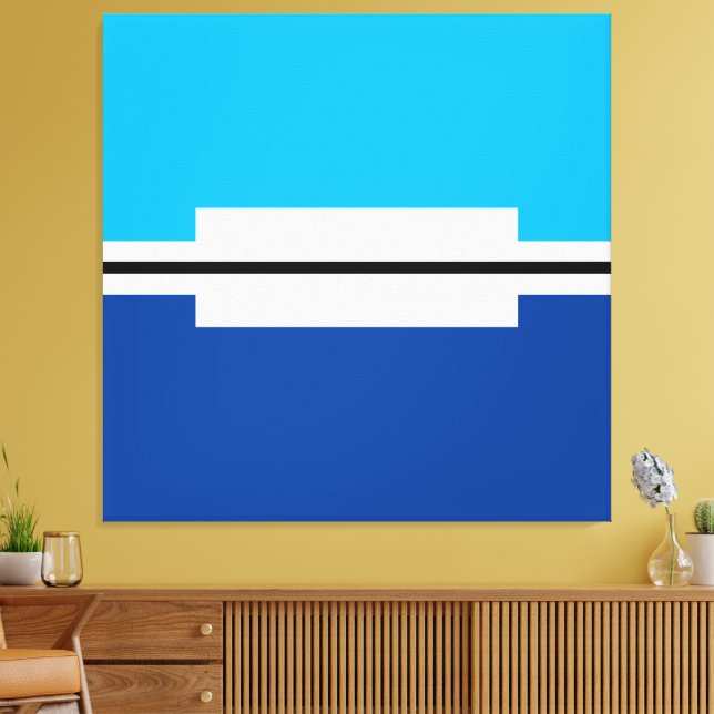 Modern ljusblå två tonblåvita Färg-block Canvastryck (Insitu (Vardagsrum))