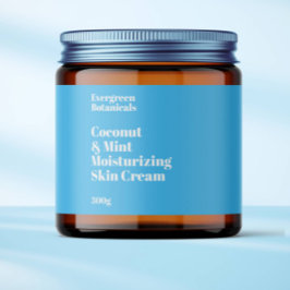 Modern ljusblå vattentät kosmetikaetikett burk vattenflaskor etikett