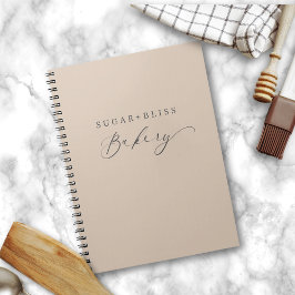 Modern ljusbrun beige handskriven script Bakery Anteckningsbok