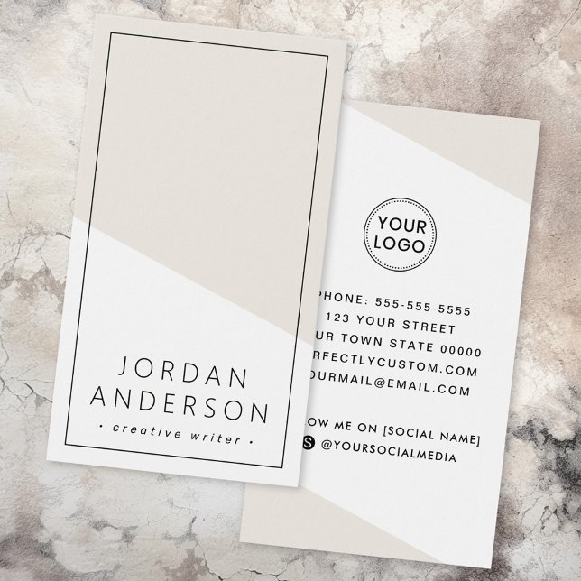 Modern ljusbrun geometrisk affärskort visitkort (Modern light tan brown geometric business card)