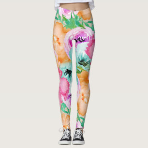 Modern Ljusfärgad Blommande Vår Akvarell Leggings