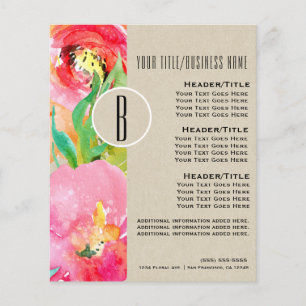 Modern Ljusfärgad Blommig Akvarell Flyer