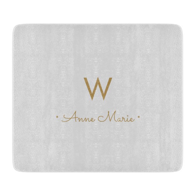 Modern ljusgrå guldskriftmonogram (Framsidan)