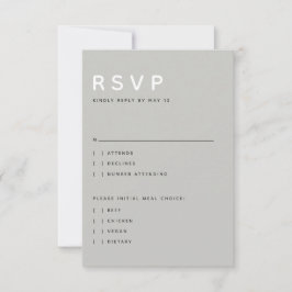 Modern ljusgrå redaktionell versal RSVP-kort OSA Kort