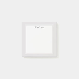Modern ljusgrå silver vit kant skrift post-it block