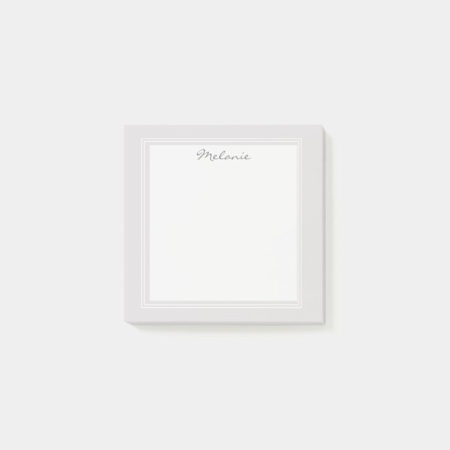 Modern ljusgrå silver vit kant skrift post-it block (Framsida)
