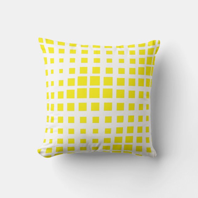 Modern ljusgul geometrisk grid halvtone kastkudde kudde (Framsida)