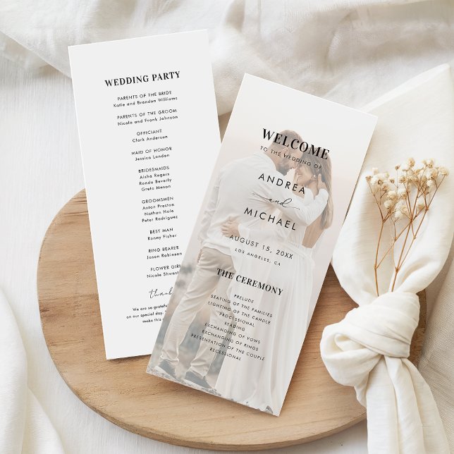 Modern ljusmatad transparent foto Bröllop Program (Skapare uppladdad)