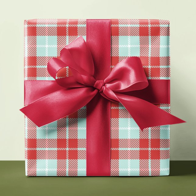Modern ljusröd teal White Helgdag Play Gift Presentpapper (Skapare uppladdad)