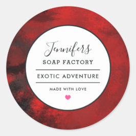 Modern ljussken för svart och röd Abstrakt Runt Klistermärke