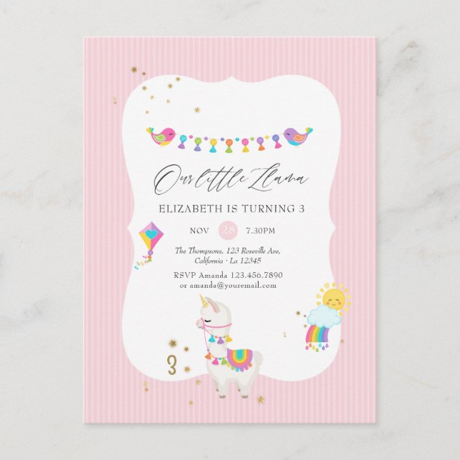 Modern Llama 3-årsfest Vykort (Framsida)