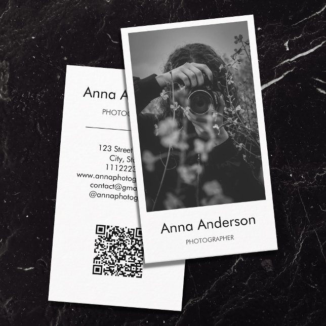 Modern Lodrät Fotografi QR-kodfoto Visitkort (Skapare uppladdad)