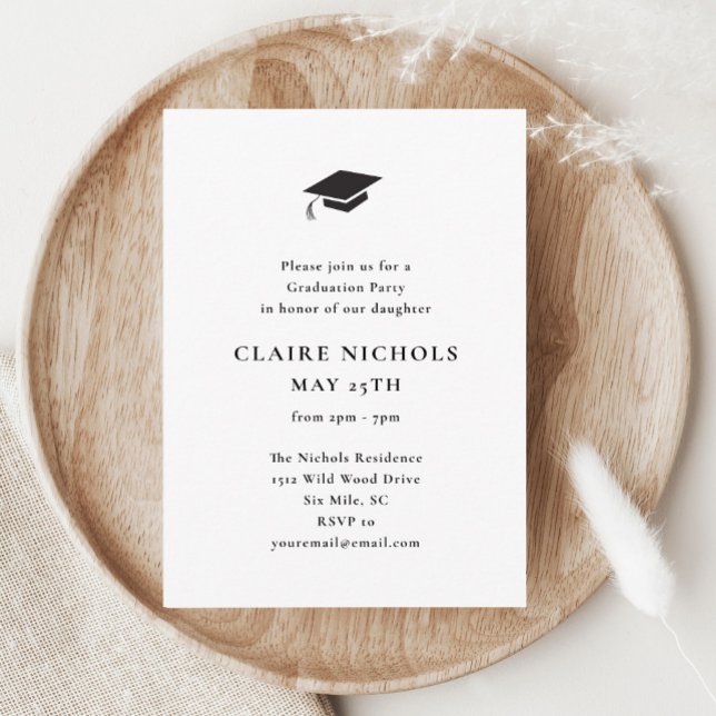 Modern Lodrät Photo Studenten Tilläggskort (Simple black and white graduation invitation enclosure cards.)