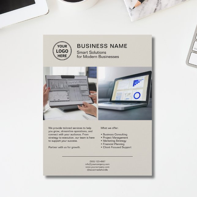 Modern Logo Photo Professional Services Business Reklamblad (Modern Logo Photo Professional Services Business Flyer)