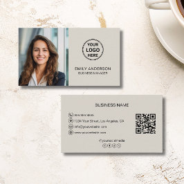 Modern Logo Photo QR Social Media Professional Visitkort
