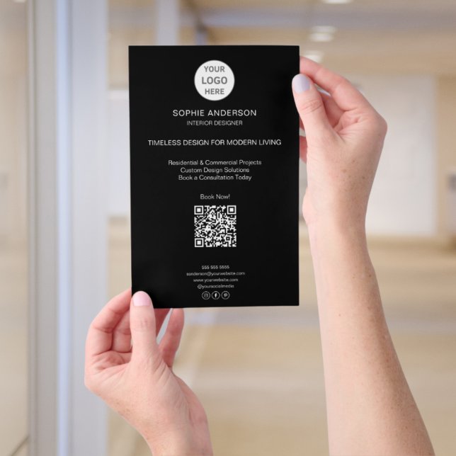 Modern Logo QR Black Professional Business Flygblad (Modern Logo QR Black Professional Business Flyer)