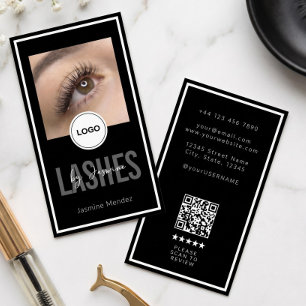 Modern Logo QR Recension Svart Vit Lash Artist Visitkort