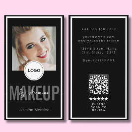 Modern Logo QR Recension Svart Vitt Sminkartist Bu Visitkort
