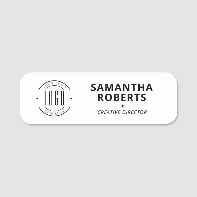 Modern logo simple employee magnetic safety pin namnbricka (Framsida)