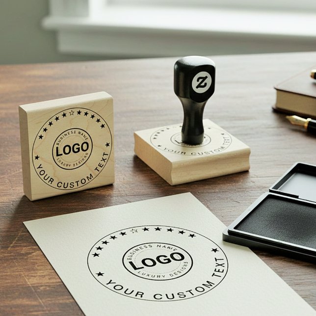 Modern Logo Stamp (Custom Business Text Seal)  Stämpel (Logo stamp custom template)