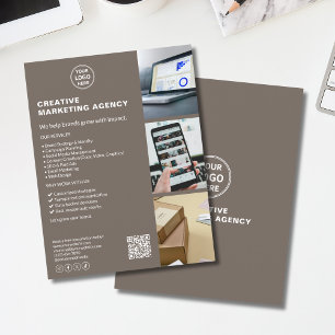 Modern logomarknadsföring kreativ verksamhet Beige Reklamblad