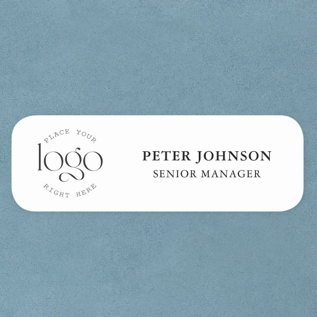 Modern Logotyp av minimal Anpassningsbar, svart oc Namnbricka (add your own logo personalized business name tag)