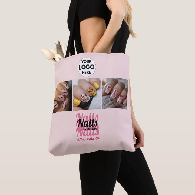 Modern logotyp Blush Rosa Foto Social Nagelsalong Tygkasse (Närbild)