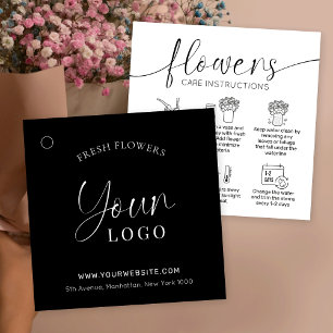 Modern Logotyp Bouquet Care Guide Florist-Märkre Fyrkantigt Visitkort