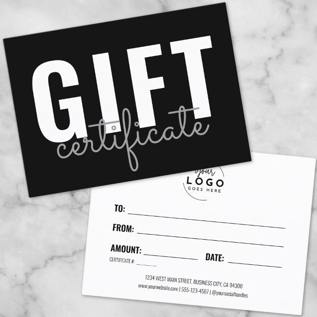 Modern Logotyp Business Gift Certificate Visitkort (Modern Script Logo Business Gift Certificate)