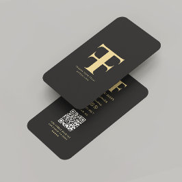Modern Logotyp Company Monogram F T Black Guld Visitkort