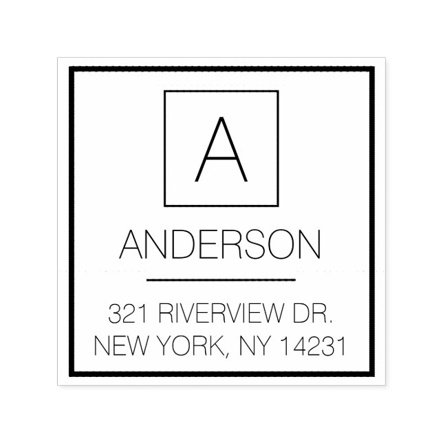 Modern logotyp Enkel monogram Namn Returadress Självfärgande Stämpel (Design)