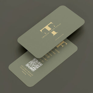 Modern Logotyp F T Monogram Sage Grönt Visitkort