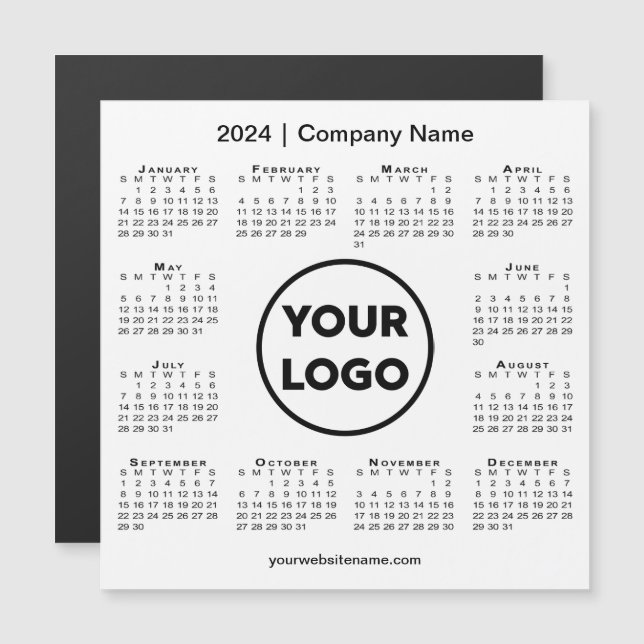 Modern Logotyp för 2024 Calendar Company on White  (Fram/baksida)