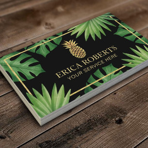 Modern Logotyp för ananas Guld- Tropical Spa Salon Visitkort