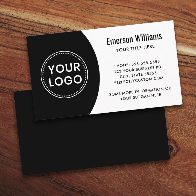 Modern logotyp för elegant - minimalt vitt och sva visitkort (Modern, professional business card template with custom logo)