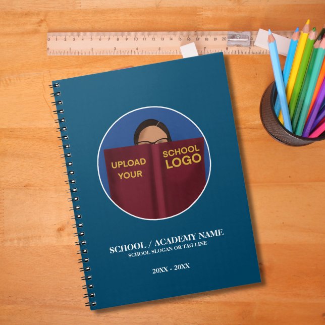 Modern Logotyp för enkel blå skola | Märkrns radpl Anteckningsbok (Skapare uppladdad)