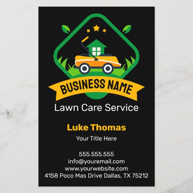 Modern Logotyp för Gräsmatta av Grönt med minimal  Flygblad (Framsidan)