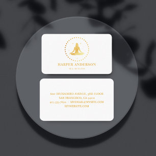 Modern Logotyp för Guld Yoga-instruktör Visitkort