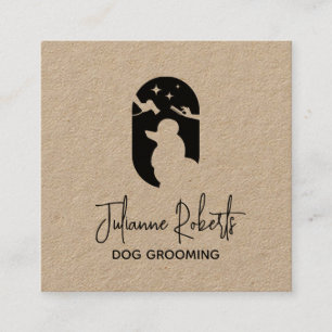 Modern logotyp för husdjursvård hundgrooming fyrkantigt visitkort