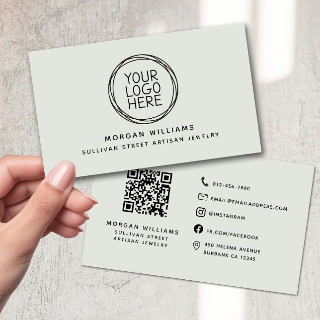 Modern Logotyp för minimal Grönt QR-kod Visitkort (Skapare uppladdad)