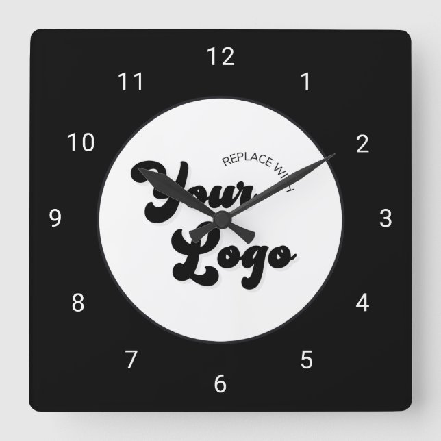 Modern Logotyp för minimalistisk Anpassningsbar fö Fyrkantig Klocka (Framsida)