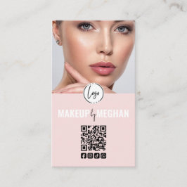 Modern logotyp för QR-kod för makeup-företag i ros Visitkort