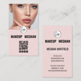 Modern logotyp för sminkaffärer i rosa nyans med Q Visitkort