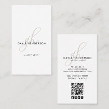 Modern logotyp för sminkartist med QR-kod och foto