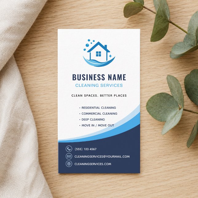 Modern Logotyp för städtjänster proffs Visitkort (Modern Cleaning Services Professional Logo Business Card)